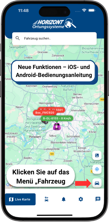 Übersicht der Funktionen der GPS-Tracker-App 1