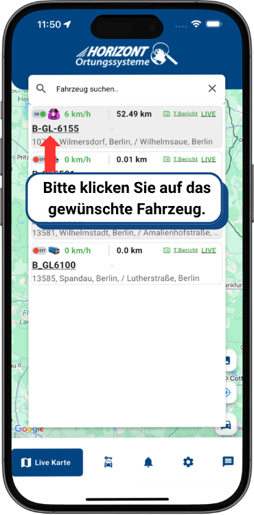 Übersicht der Funktionen der GPS-Tracker-App 2