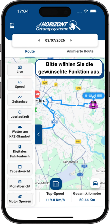 Übersicht der Funktionen der GPS-Tracker-App 4