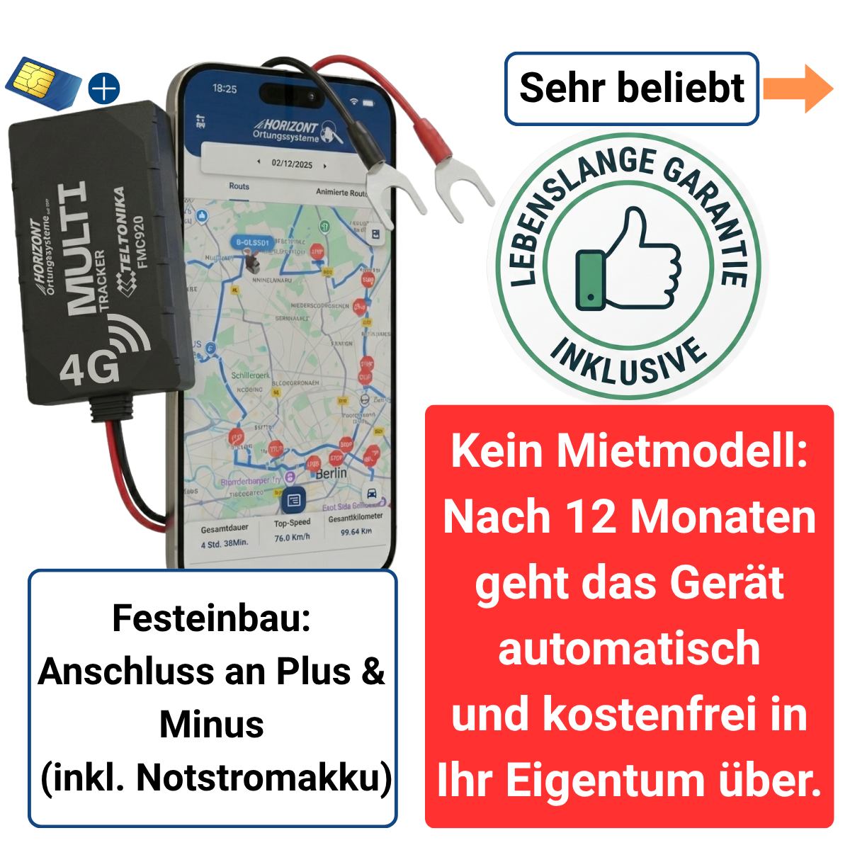 GPS Tracker im Endlos Garantie Modell nutzen | 4G Fahrzeugortung inkl. Hardware - resim 1