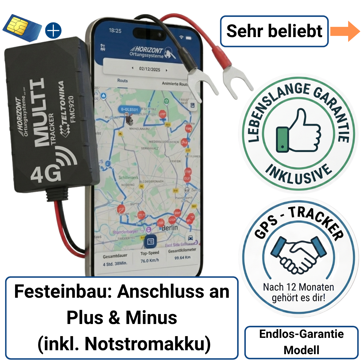 GPS Tracker im Endlos Garantie Modell nutzen | 4G Fahrzeugortung inkl. Hardware - GPS Tracker für Fahrzeuge