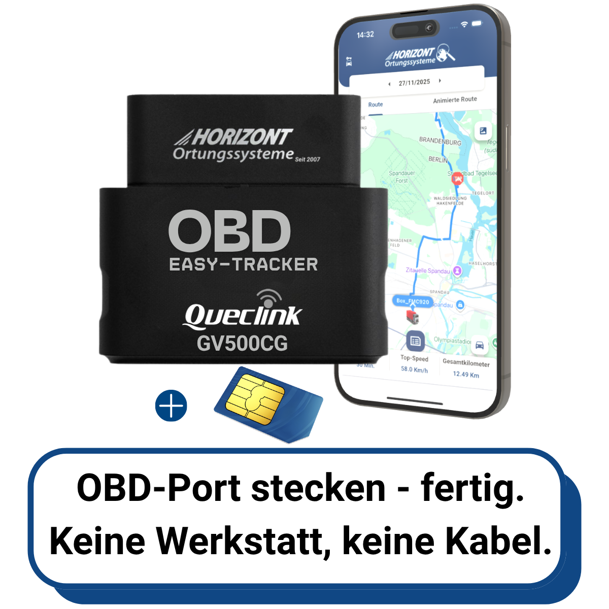 OBD GPS Tracker mit Abo | 4G Plug & Play fürs Auto