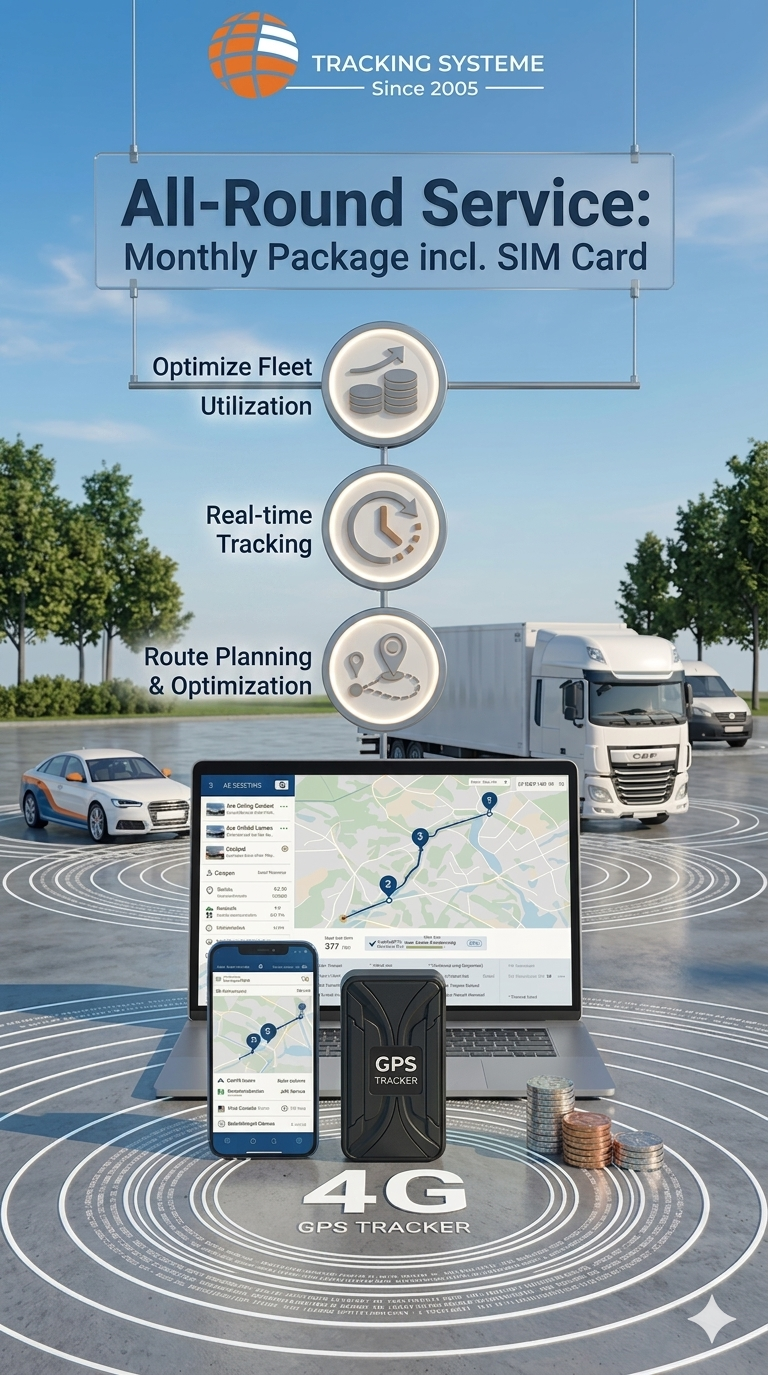 Real-time monitoring & electronic logbook for efficient fleet management. Our comprehensive solution combines precise live tracking with in-depth route analysis and automated logging – the perfect choice for company vehicles and large-scale fleets.